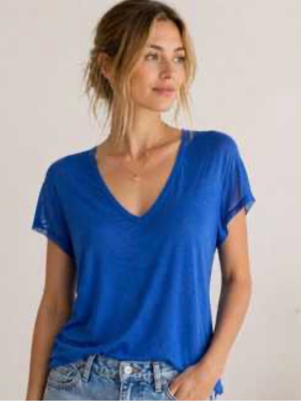 Rag & Bone Slub Vee tee in cobalt